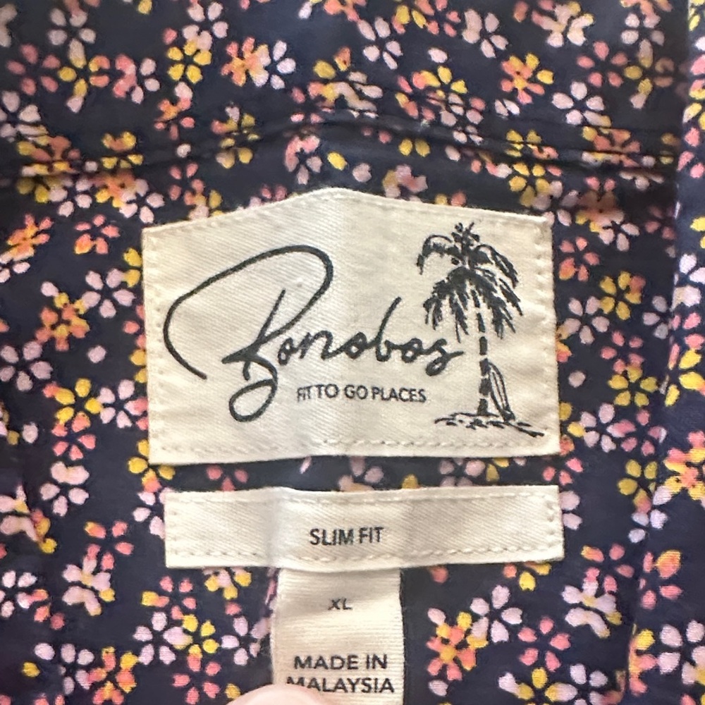 Bonobos Floral Casual Button Down Shirt - Navy and Pink